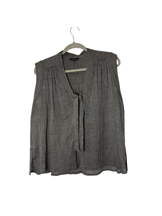 Lucky Brand Tops - Lucky Brand Gray Textured Sleeveless Tie Neck Blouse Womens L/XL? Used Boho
